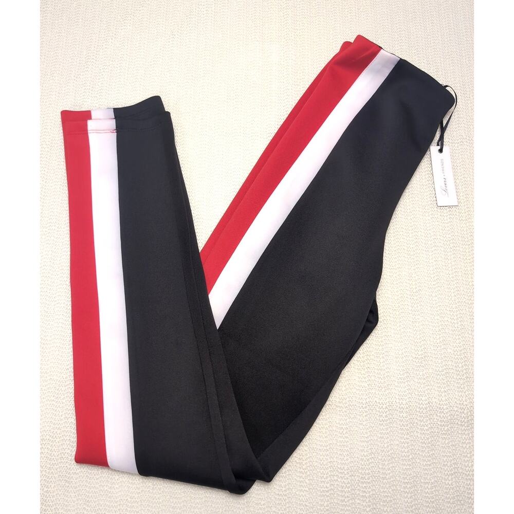 Lovers + Friends Black Red White Side Stripe Track Pants High‎ Waist XS Revolve